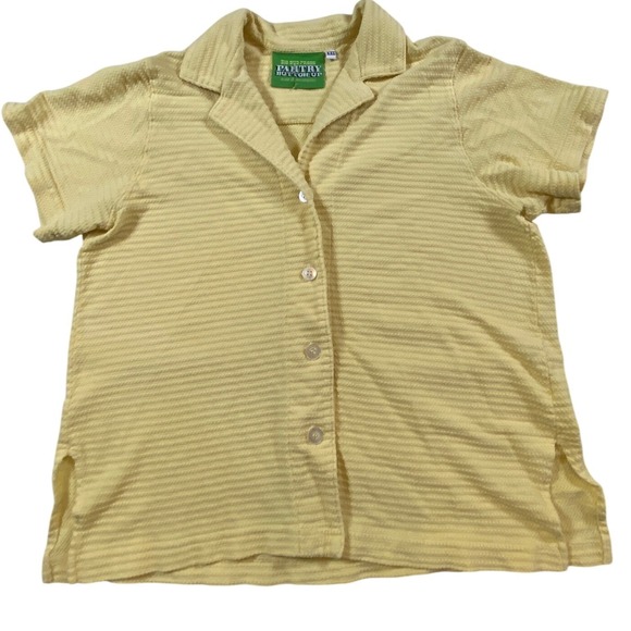 Big Bud Press Tops - Big Bud Press Pantry Button Up Shirt Yellow Textured Short Sleeve XXS